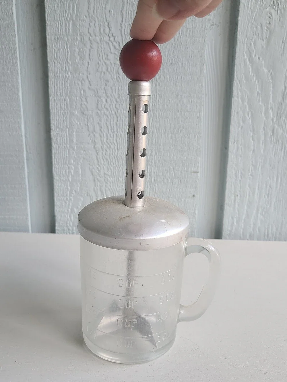 Vintage Anchor Hocking Food Chopper with Measuring Cup Base